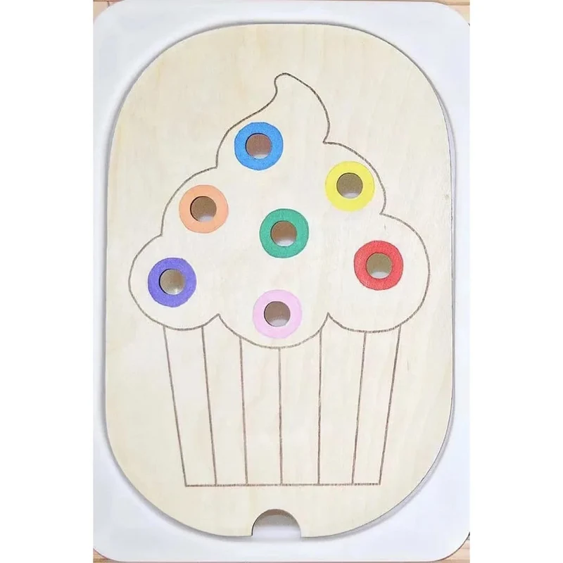 Sensorisches Tablett für Kinder, Tisch, Farbe, Haarballen, Spiel aus Holzfliesen, Montessori-Spielzeug für die frühe Bildung, Kinderspielzeug, pädagogisches Zubehör