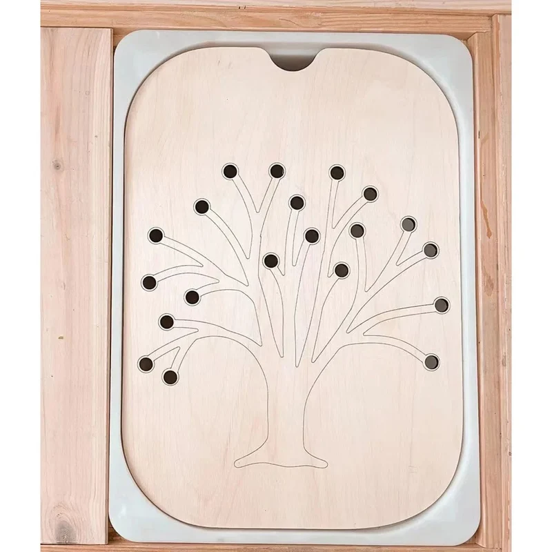 Sensorisches Tablett für Kinder, Tisch, Farbe, Haarballen, Spiel aus Holzfliesen, Montessori-Spielzeug für die frühe Bildung, Kinderspielzeug, pädagogisches Zubehör