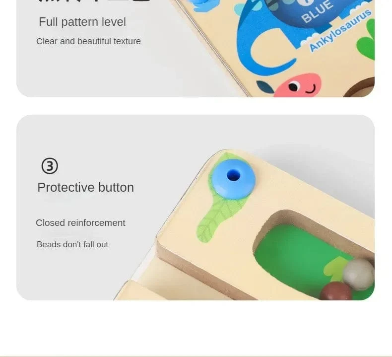 Montessori Magnetische Farbsortierspiele, Labyrinthbrett, Stift- und Perlenspiele mit beweglichen Holzsteuerungen, sensorisches Spielen, Lernspielzeug für Kinder