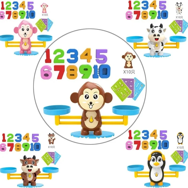 Montessori Mathematik Spielzeug Affe Balance Baby Montessori Lernspiele Zahlenspielzeug Pädagogisches Lernspielzeug Lehrmaterial