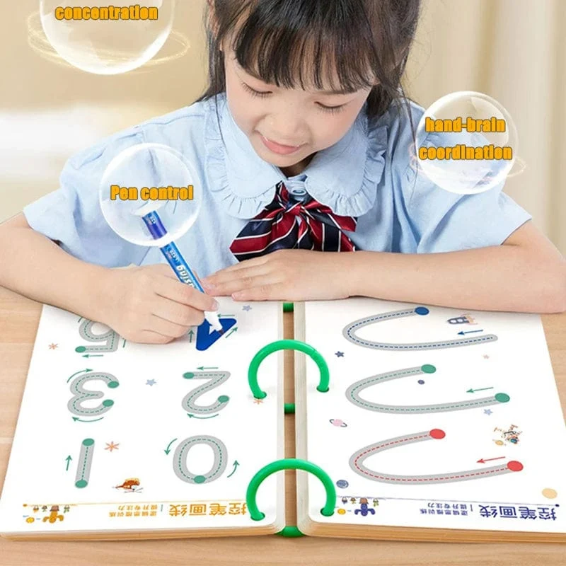 136-seitiges Montessori-Zeichenspielzeug für Kinder: Stiftführungstraining, Farben, Formen, Mathematik, Zuordnungsspiele, Lernspielzeug für Kleinkinder, Lernspielzeug für Kleinkinder