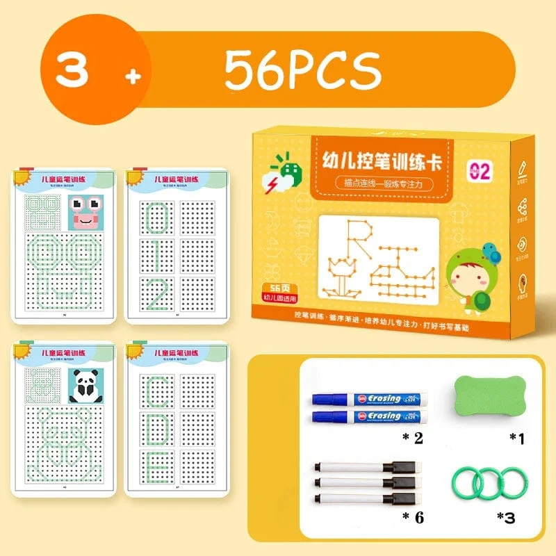 136-seitiges Montessori-Zeichenspielzeug für Kinder: Stiftführungstraining, Farben, Formen, Mathematik, Zuordnungsspiele, Lernspielzeug für Kleinkinder, Lernspielzeug für Kleinkinder