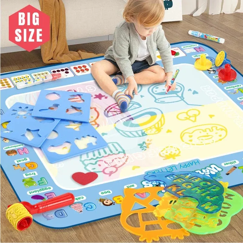 100 x80CM Magische Wasser Zeichenmatte Färbung Doodle Mit Wiederverwendbaren Zauberstiften Montessori Malbrett Lernspielzeug Kinder Geschenke