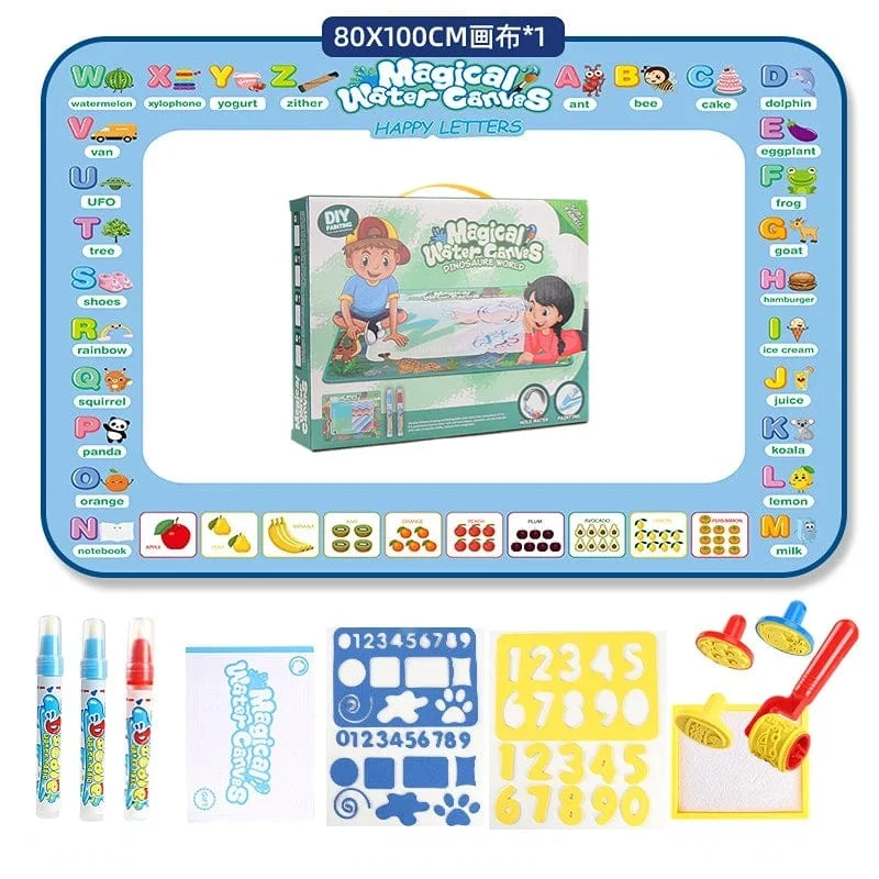 100 x80CM Magische Wasser Zeichenmatte Färbung Doodle Mit Wiederverwendbaren Zauberstiften Montessori Malbrett Lernspielzeug Kinder Geschenke