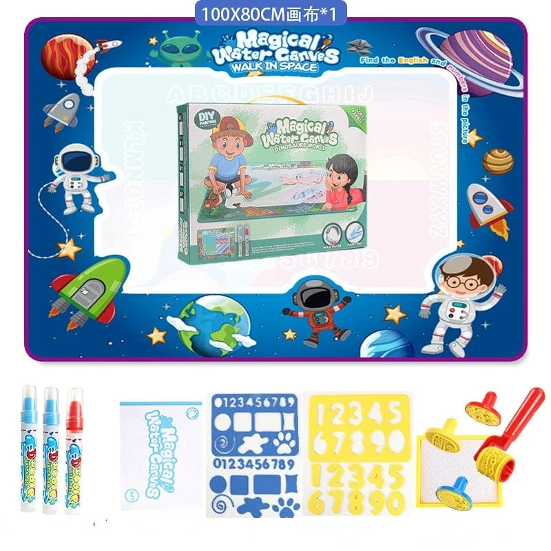 100 x80CM Magische Wasser Zeichenmatte Färbung Doodle Mit Wiederverwendbaren Zauberstiften Montessori Malbrett Lernspielzeug Kinder Geschenke