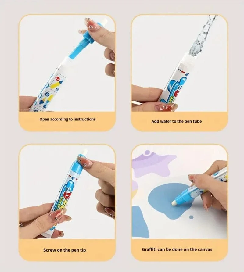 100 x80CM Magische Wasser Zeichenmatte Färbung Doodle Mit Wiederverwendbaren Zauberstiften Montessori Malbrett Lernspielzeug Kinder Geschenke