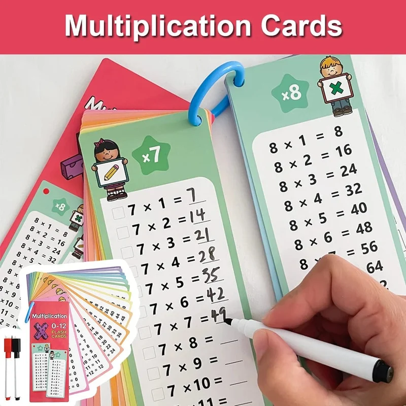0-12 Multiplikationstabellen, Einmaleinskarten, Selbstkontroll-Lernhilfe für Mathematik, Montessori-Mathematiktraining, Lehrhilfen