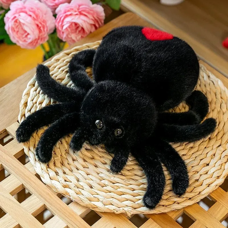 Simulation Schwarze Spinne Springende Spinne Puppe Krabbeltier Puppe Plüsch Süßes Reptil Plüschtier Super Süße Puppe