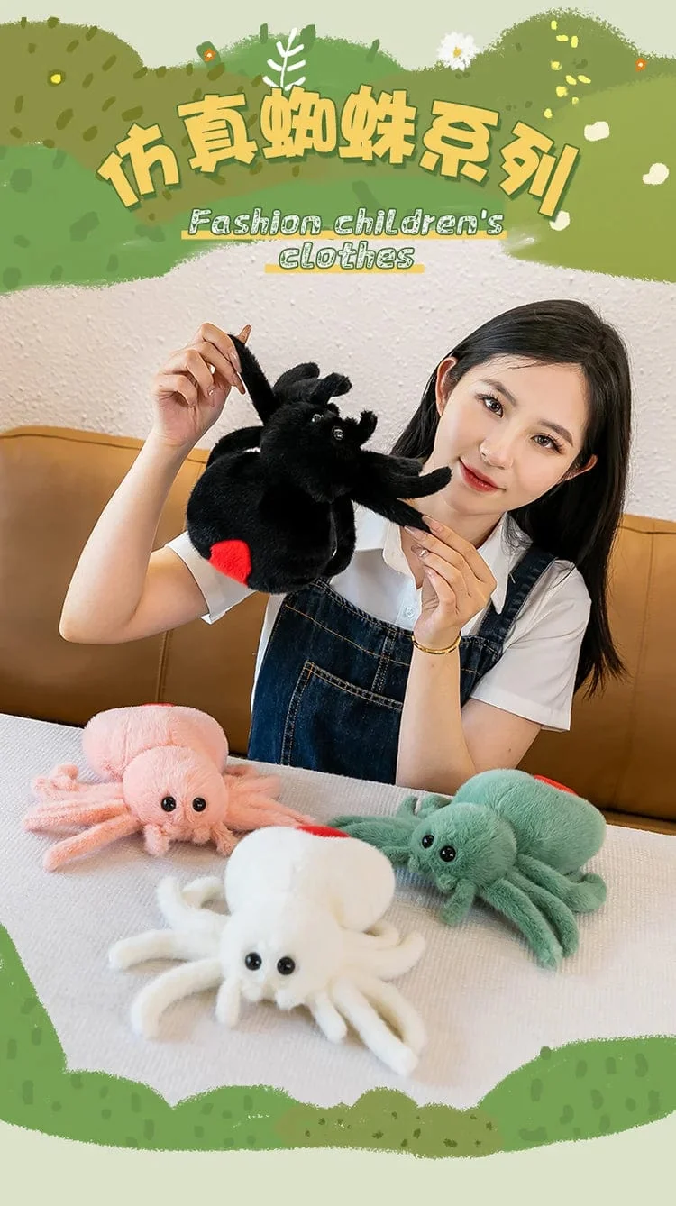 Simulation Schwarze Spinne Springende Spinne Puppe Krabbeltier Puppe Plüsch Süßes Reptil Plüschtier Super Süße Puppe