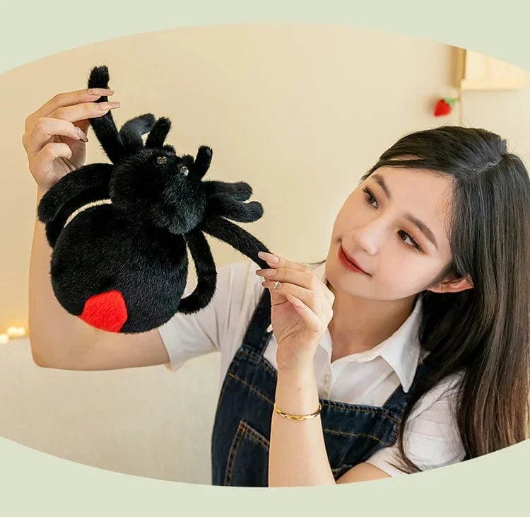 Simulation Schwarze Spinne Springende Spinne Puppe Krabbeltier Puppe Plüsch Süßes Reptil Plüschtier Super Süße Puppe