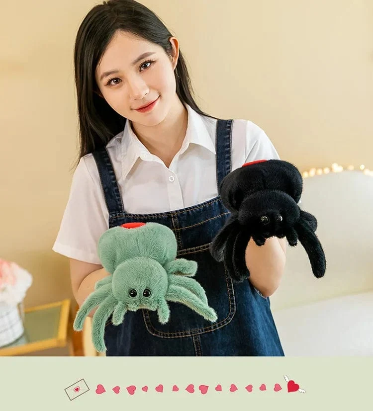 Simulation Schwarze Spinne Springende Spinne Puppe Krabbeltier Puppe Plüsch Süßes Reptil Plüschtier Super Süße Puppe
