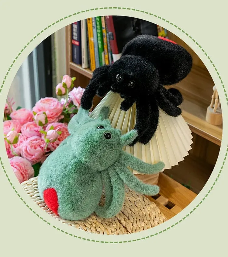 Simulation Schwarze Spinne Springende Spinne Puppe Krabbeltier Puppe Plüsch Süßes Reptil Plüschtier Super Süße Puppe