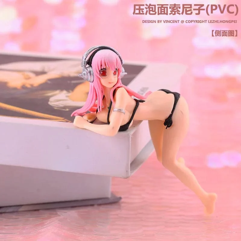 10CM Anime Figur Super Sonico PVC Action Figur Modell Spielzeug Kuchen Dekor Badeanzug Dress Up SoniComi Nudel Stopper Figur Geschenk
