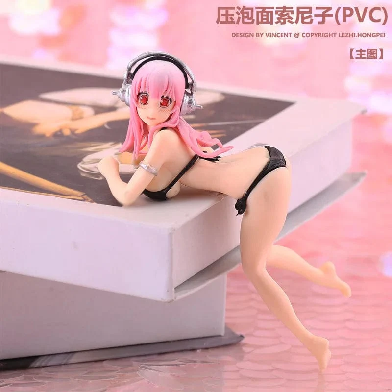 10CM Anime Figur Super Sonico PVC Action Figur Modell Spielzeug Kuchen Dekor Badeanzug Dress Up SoniComi Nudel Stopper Figur Geschenk