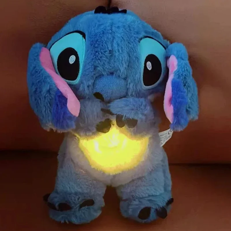 Kawaii Stitch Plüschpuppe Baby Schlafbegleiter Sound Beruhigendes Musical Kawaii Mit Airbag und Licht Puppe Atmen Spielzeug Geschenke