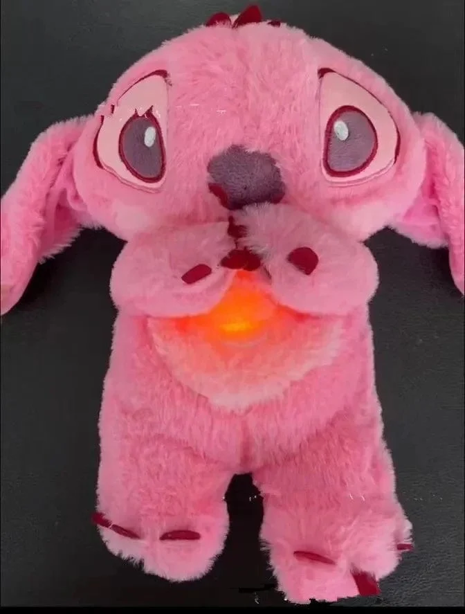 Kawaii Stitch Plüschpuppe Baby Schlafbegleiter Sound Beruhigendes Musical Kawaii Mit Airbag und Licht Puppe Atmen Spielzeug Geschenke