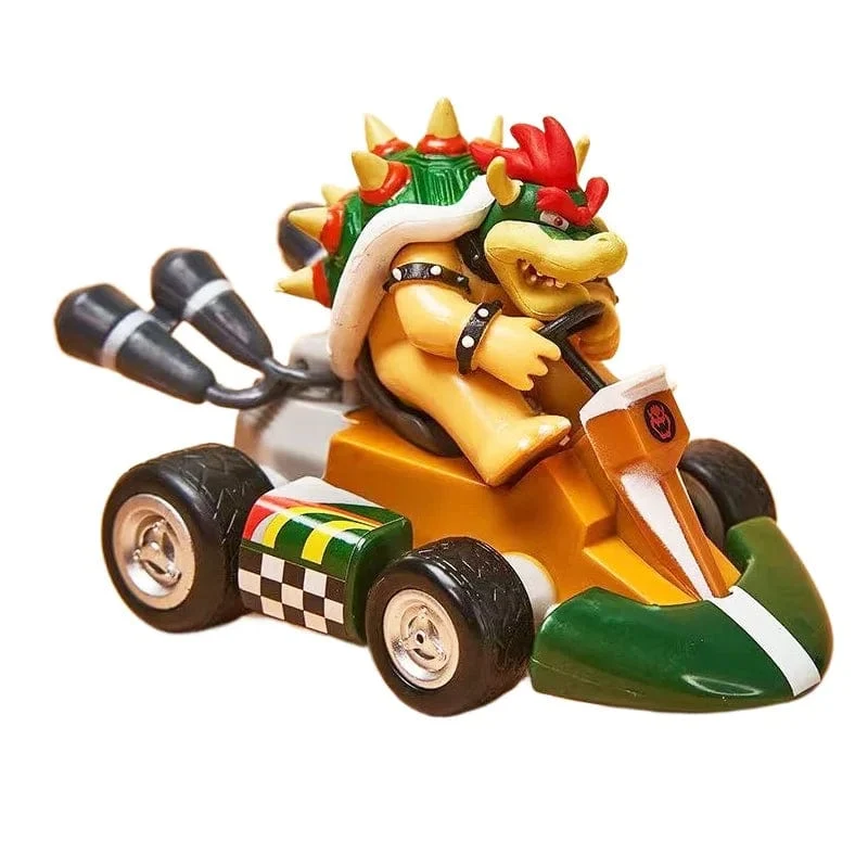 Super Mario Bros Karting Luigi Bowser Prinzessin Peach Yoshi Toad Actionfigur Spielzeug Pull Back Auto Anime Spiel Puppe Geschenke für Kinder