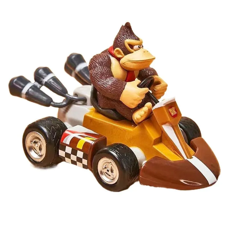 Super Mario Bros Karting Luigi Bowser Prinzessin Peach Yoshi Toad Actionfigur Spielzeug Pull Back Auto Anime Spiel Puppe Geschenke für Kinder
