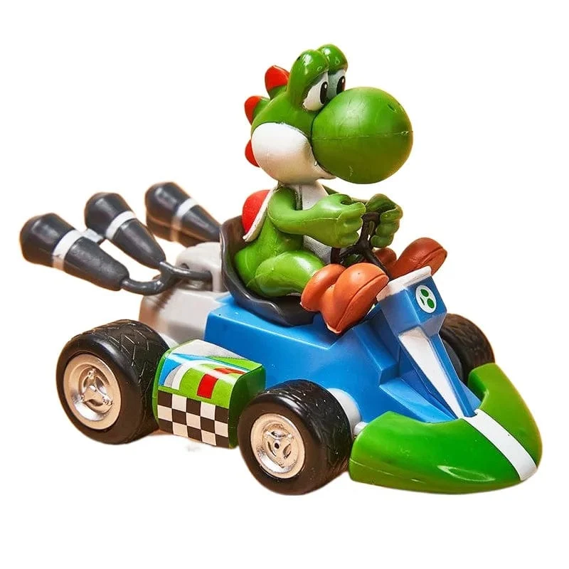 Super Mario Bros Karting Luigi Bowser Prinzessin Peach Yoshi Toad Actionfigur Spielzeug Pull Back Auto Anime Spiel Puppe Geschenke für Kinder