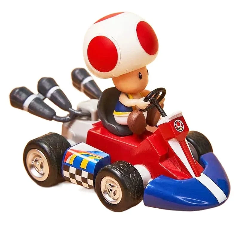 Super Mario Bros Karting Luigi Bowser Prinzessin Peach Yoshi Toad Actionfigur Spielzeug Pull Back Auto Anime Spiel Puppe Geschenke für Kinder