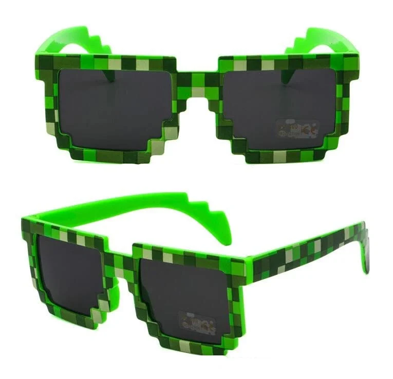 9 Farben Mode Sonnenbrillen Kinder Cos Play Action Spiel Spielzeug Minecrafter Square Brille mit EVA-Etui Geschenk Strandspielzeug Urlaub