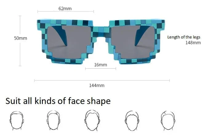 9 Farben Mode Sonnenbrillen Kinder Cos Play Action Spiel Spielzeug Minecrafter Square Brille mit EVA-Etui Geschenk Strandspielzeug Urlaub