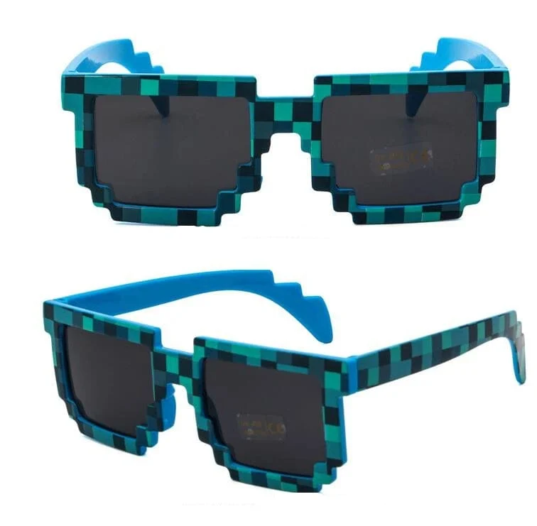 9 Farben Mode Sonnenbrillen Kinder Cos Play Action Spiel Spielzeug Minecrafter Square Brille mit EVA-Etui Geschenk Strandspielzeug Urlaub