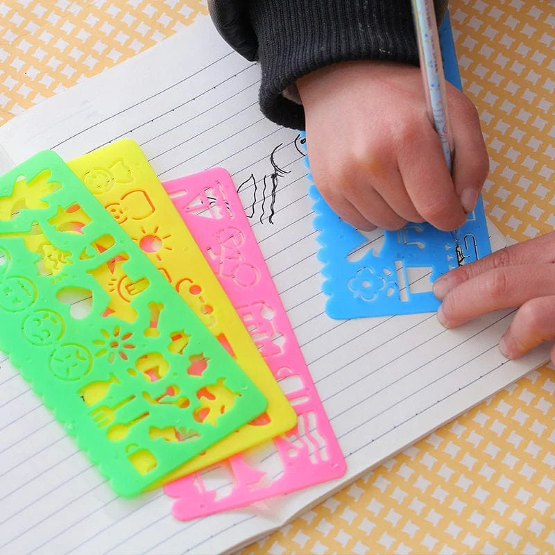 4 STÜCKE Kinder Zeichnung Spielzeug Malerei Vorlage Bord Kunststoff Lineal Kunst Handwerk Juguetes Lernen Zeichnen Pädagogisches Spielzeug Für Kinder Geschenk