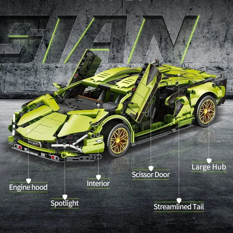 Technische berühmte Rennsportwagen-Modellbausteine ​​Stadt mechanische Geschwindigkeitsfahrzeug-Supercar-Ziegel-Puzzle-Spielzeug Kind Erwachsenes Geschenk