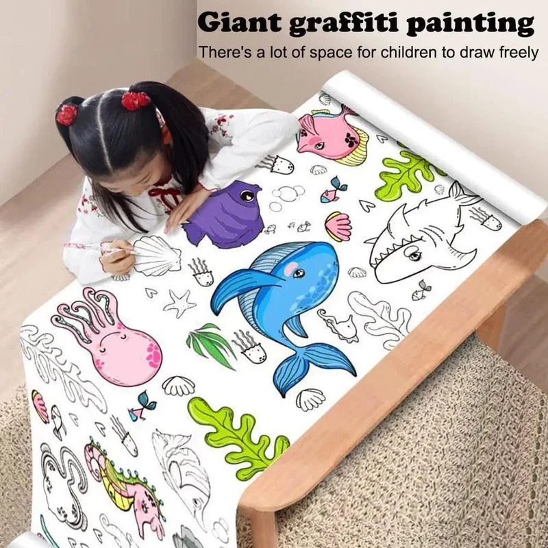 Kinder Zeichenrolle Klebrige Farbfüllpapier Graffiti Scroll Malpapierrolle Für Kinder DIY Malerei Lernspielzeug