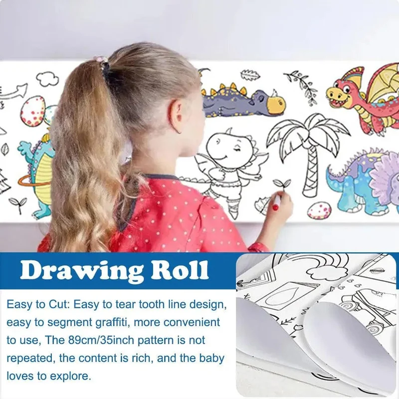 Kinder Zeichenrolle Klebrige Farbfüllpapier Graffiti Scroll Malpapierrolle Für Kinder DIY Malerei Lernspielzeug