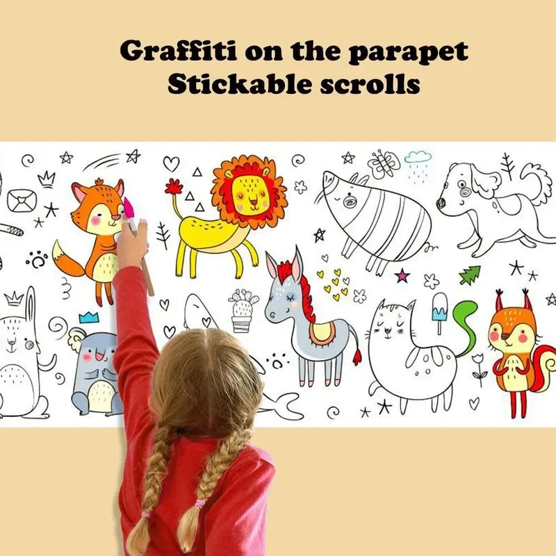 Kinder Zeichenrolle Klebrige Farbfüllpapier Graffiti Scroll Malpapierrolle Für Kinder DIY Malerei Lernspielzeug