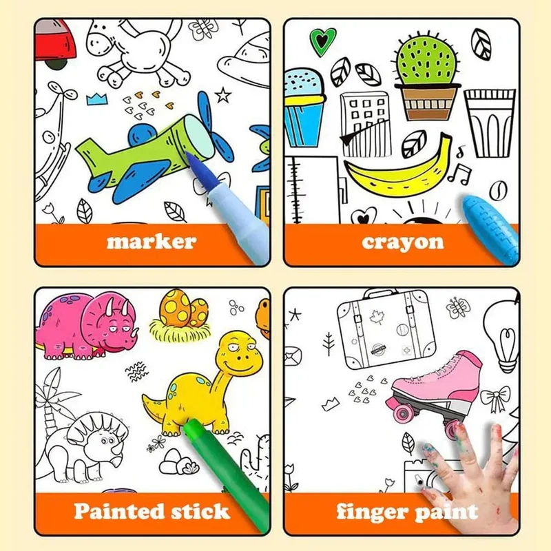 Kinder Zeichenrolle Klebrige Farbfüllpapier Graffiti Scroll Malpapierrolle Für Kinder DIY Malerei Lernspielzeug