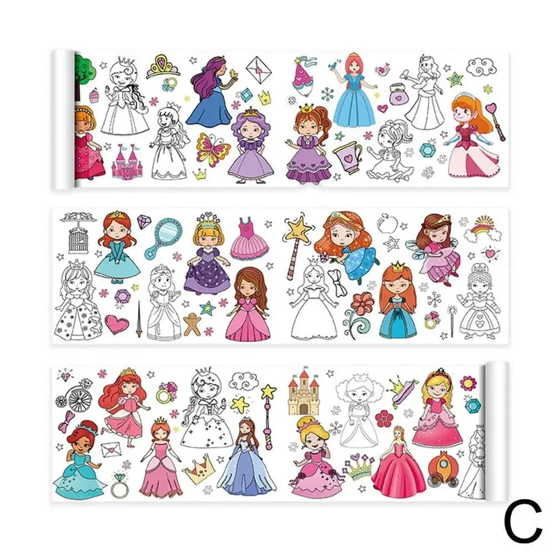 Kinder Zeichenrolle Klebrige Farbfüllpapier Graffiti Scroll Malpapierrolle Für Kinder DIY Malerei Lernspielzeug