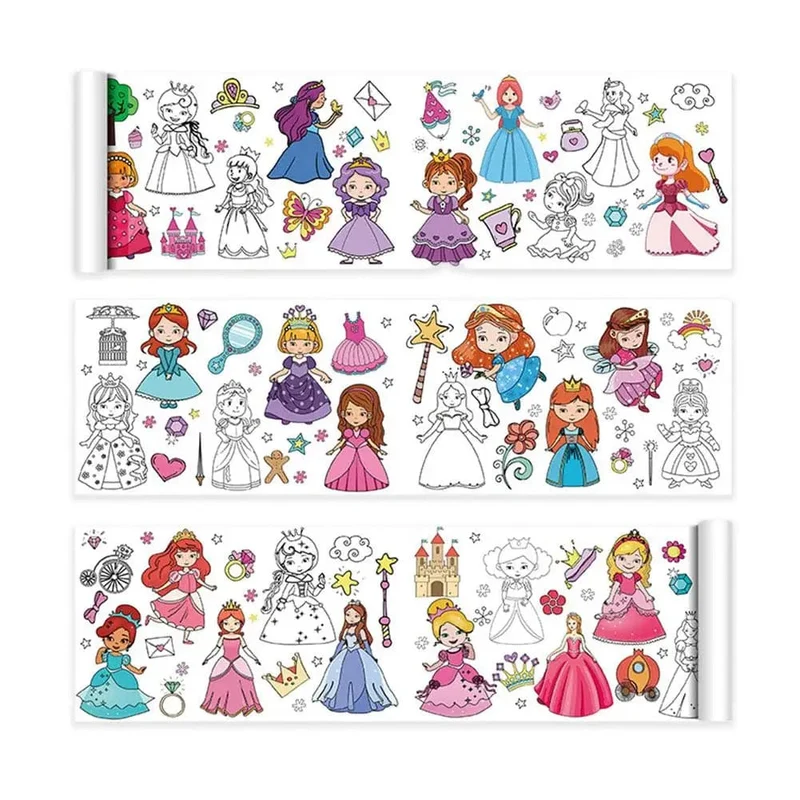 Kinder Zeichenrolle Klebrige Farbfüllpapier Graffiti Scroll Malpapierrolle Für Kinder DIY Malerei Lernspielzeug