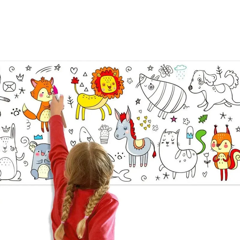 Kinder Zeichenrolle Klebrige Farbfüllpapier Graffiti Scroll Malpapierrolle Für Kinder DIY Malerei Lernspielzeug