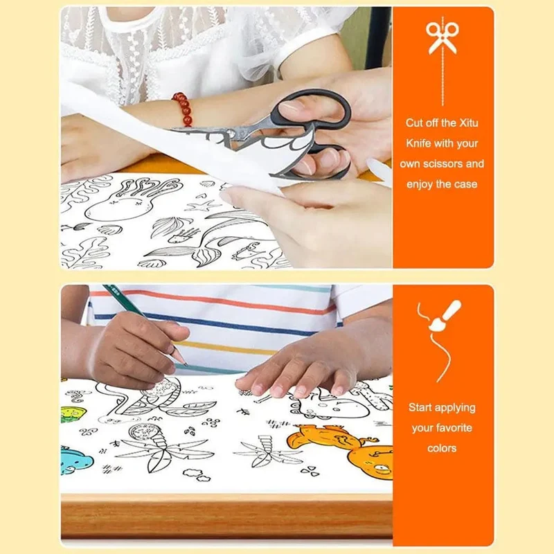 Kinder Zeichenrolle Klebrige Farbfüllpapier Graffiti Scroll Malpapierrolle Für Kinder DIY Malerei Lernspielzeug