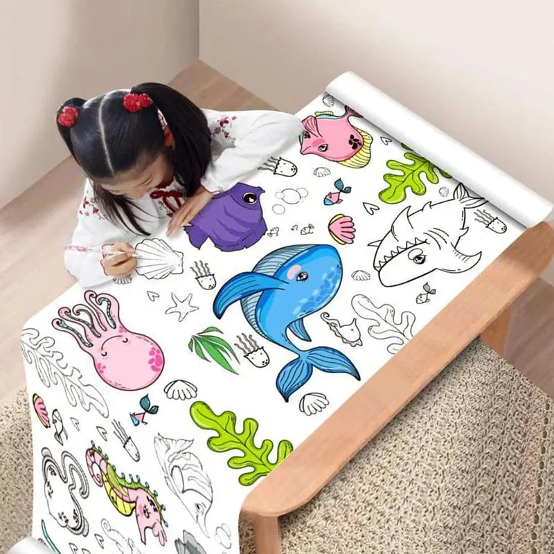 Kinder Zeichenrolle Klebrige Farbfüllpapier Graffiti Scroll Malpapierrolle Für Kinder DIY Malerei Lernspielzeug