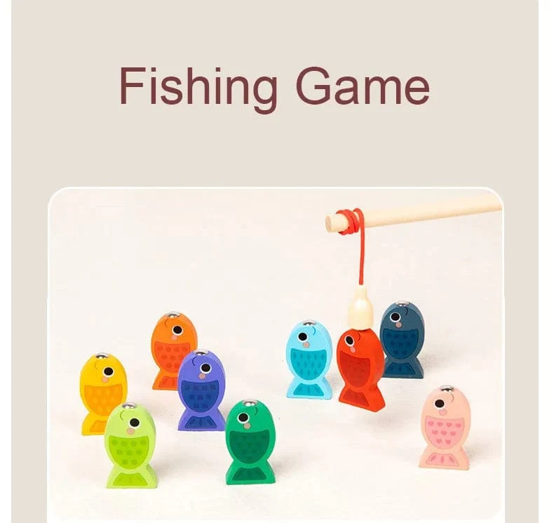 Montessori-Spielzeug für Kleinkinder, Form- und Zahlenabgleich, Angelspiel, Tierpuzzle, um die Feinmotorik von Jungen und Mädchen zu trainieren