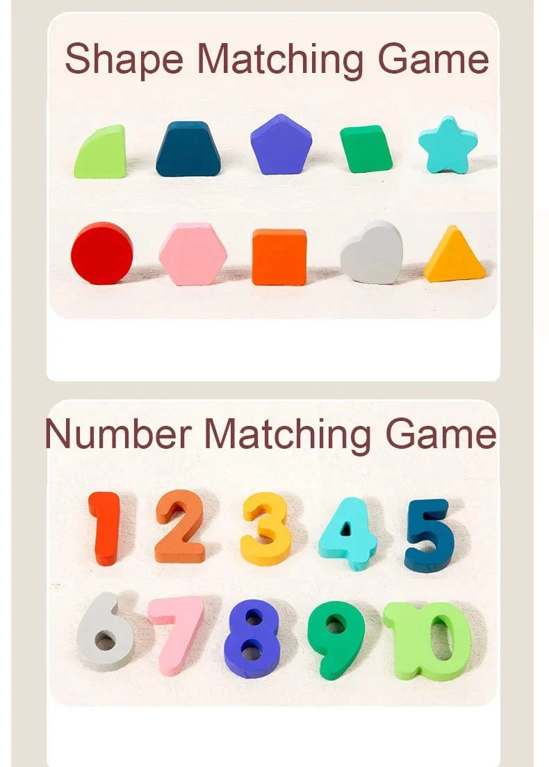 Montessori-Spielzeug für Kleinkinder, Form- und Zahlenabgleich, Angelspiel, Tierpuzzle, um die Feinmotorik von Jungen und Mädchen zu trainieren