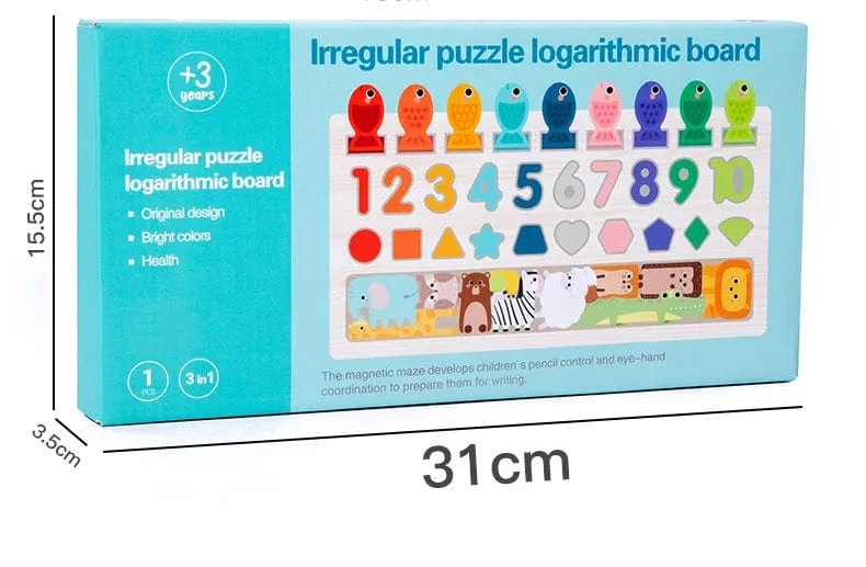 Montessori-Spielzeug für Kleinkinder, Form- und Zahlenabgleich, Angelspiel, Tierpuzzle, um die Feinmotorik von Jungen und Mädchen zu trainieren