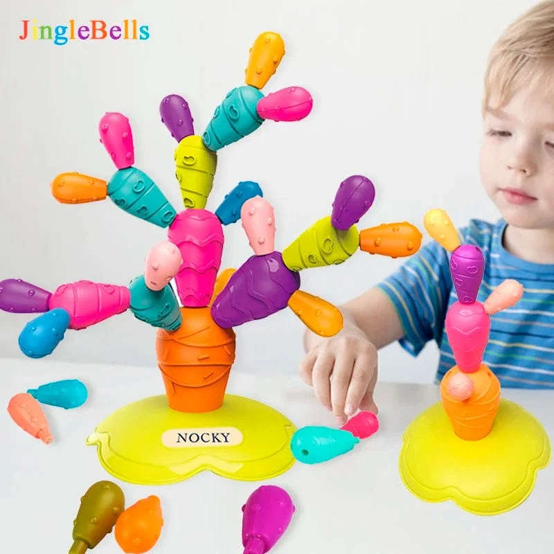 Kleinkind DIY Balancing Kaktus Sortierung Gebäude Set Regenbogen Stapeln Turm Kognition Montessori Pädagogisches Spielzeug für 18 Monate Baby