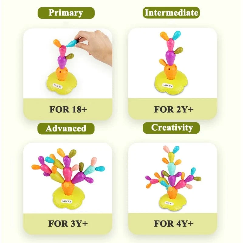 Kleinkind DIY Balancing Kaktus Sortierung Gebäude Set Regenbogen Stapeln Turm Kognition Montessori Pädagogisches Spielzeug für 18 Monate Baby
