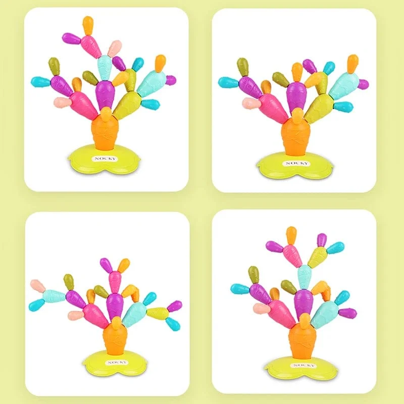 Kleinkind DIY Balancing Kaktus Sortierung Gebäude Set Regenbogen Stapeln Turm Kognition Montessori Pädagogisches Spielzeug für 18 Monate Baby