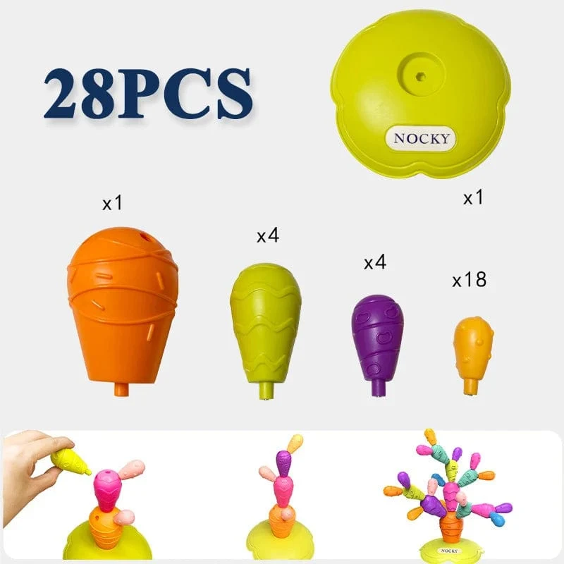 Kleinkind DIY Balancing Kaktus Sortierung Gebäude Set Regenbogen Stapeln Turm Kognition Montessori Pädagogisches Spielzeug für 18 Monate Baby
