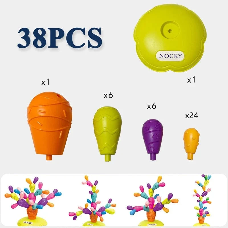 Kleinkind DIY Balancing Kaktus Sortierung Gebäude Set Regenbogen Stapeln Turm Kognition Montessori Pädagogisches Spielzeug für 18 Monate Baby