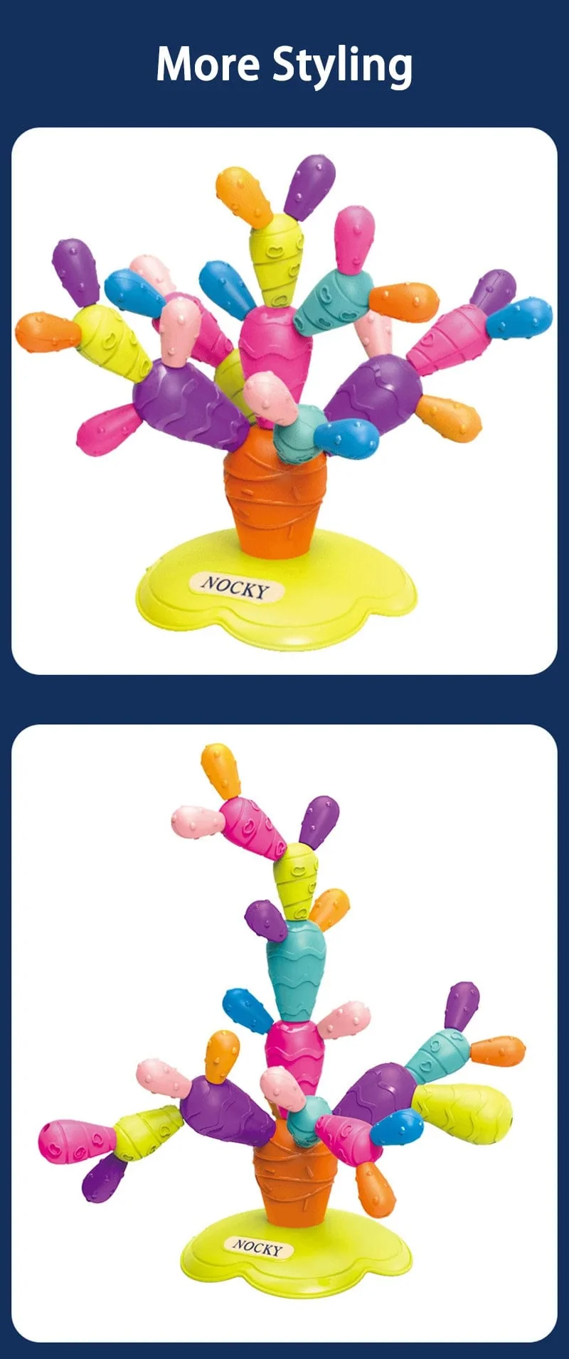 Kleinkind DIY Balancing Kaktus Sortierung Gebäude Set Regenbogen Stapeln Turm Kognition Montessori Pädagogisches Spielzeug für 18 Monate Baby