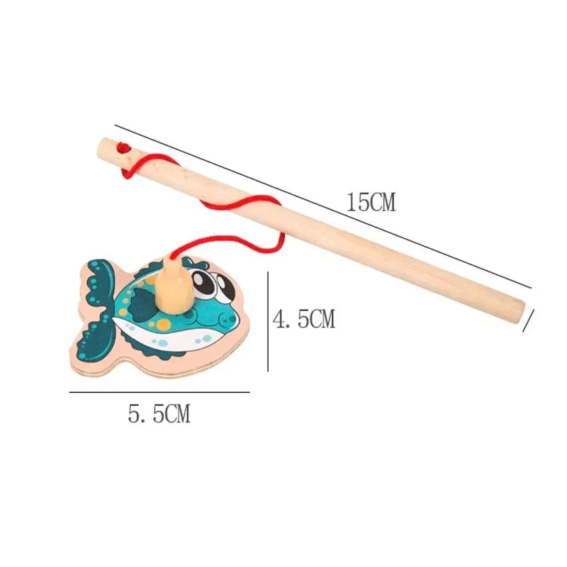 Montessori Holz Magnetischen Angeln Spielzeug für Baby Cartoon Marine Leben Kognition Fisch Spiele Bildung Eltern-kind-Interaktive