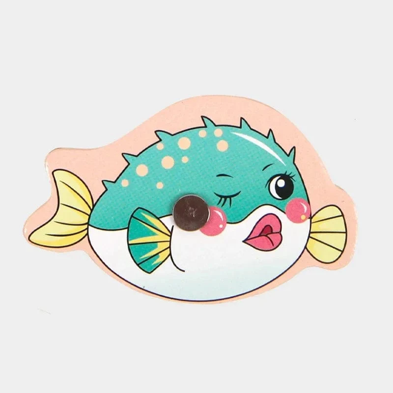 Montessori Holz Magnetischen Angeln Spielzeug für Baby Cartoon Marine Leben Kognition Fisch Spiele Bildung Eltern-kind-Interaktive