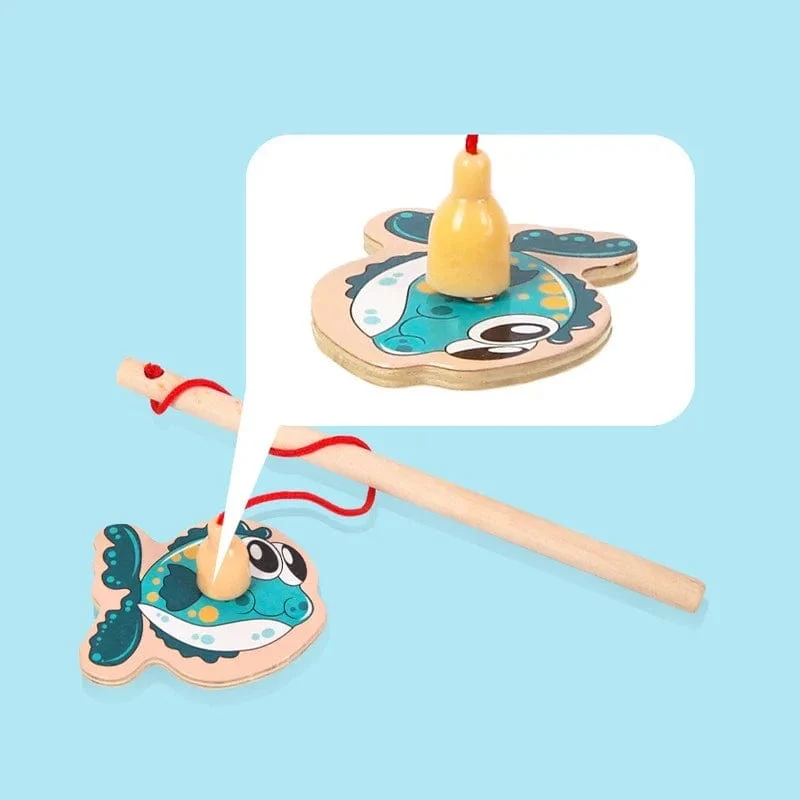 Montessori Holz Magnetischen Angeln Spielzeug für Baby Cartoon Marine Leben Kognition Fisch Spiele Bildung Eltern-kind-Interaktive